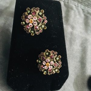 LaVintage Antique Gold Brass Earring -Pick Clip On or Pierced